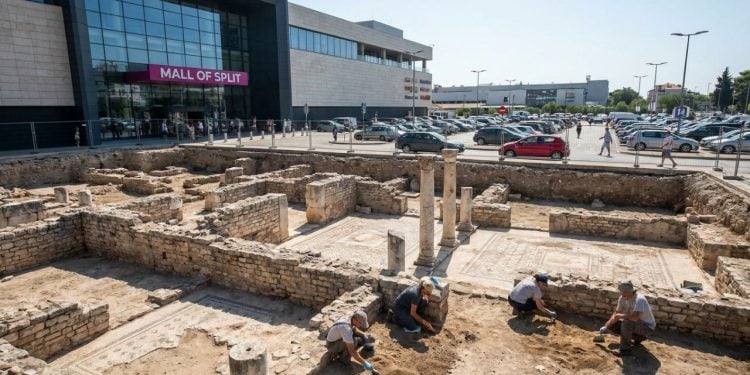 Arqueólogos faziam escavações perto de um shopping e encontraram uma propriedade romana de 2 mil anos