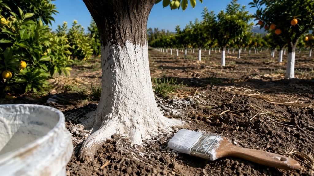 O motivo curioso que leva agricultores a pintarem troncos de árvores de branco há gerações