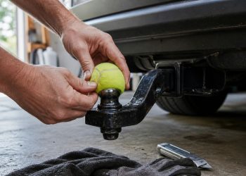 Por que alguns motoristas usam uma bola de tênis no engate do carro?