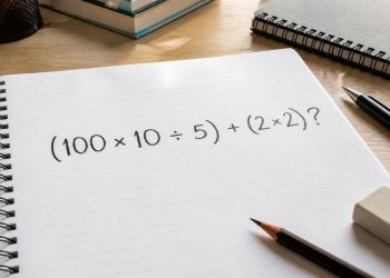 Desafio de matemática: quanto é (100 x 10 ÷ 5) + (2 x 2)?