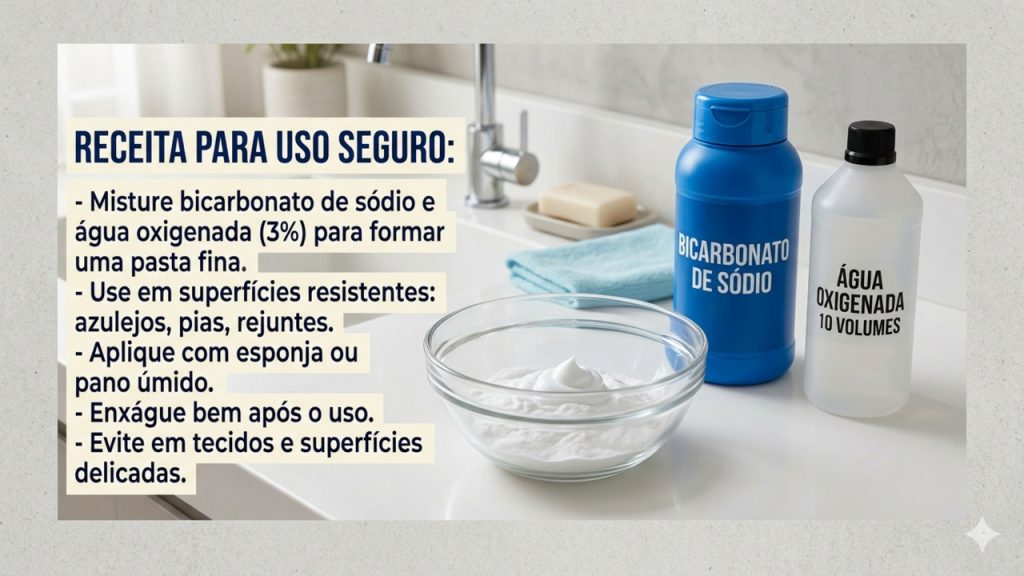 misturar bicarbonato de sódio com água oxigenada