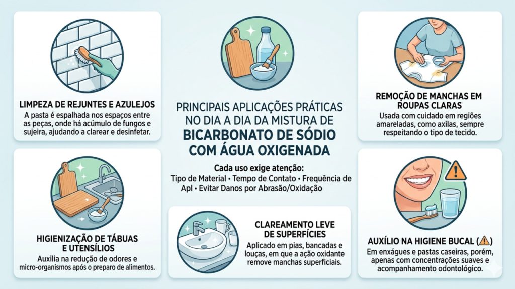 misturar bicarbonato de sódio com água oxigenada