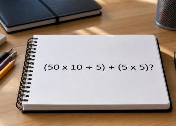 Desafio de matemática: quanto é (50 x 10 ÷ 5) + (5 x 5)?