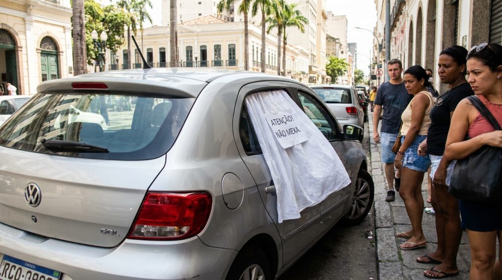 O que significa quando um motorista fixa uma flanela ou tecido branco no vidro do carro?