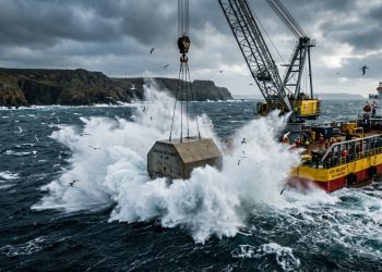 Blocos de 6 toneladas estão sendo lançados no oceano pelo Reino Unido para recuperar um tesouro perdido há um século