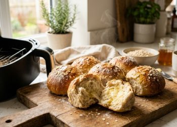 Em 10 minutos, a Airfryer transforma ingredientes simples em um pãozinho digno de cafeteria