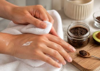 Esfoliante caseiro fácil e rápido para as mãos, feito com caroço de abacate