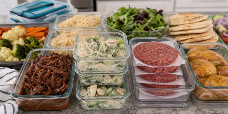 A forma prática de preparar proteínas para a semana com opções congeláveis