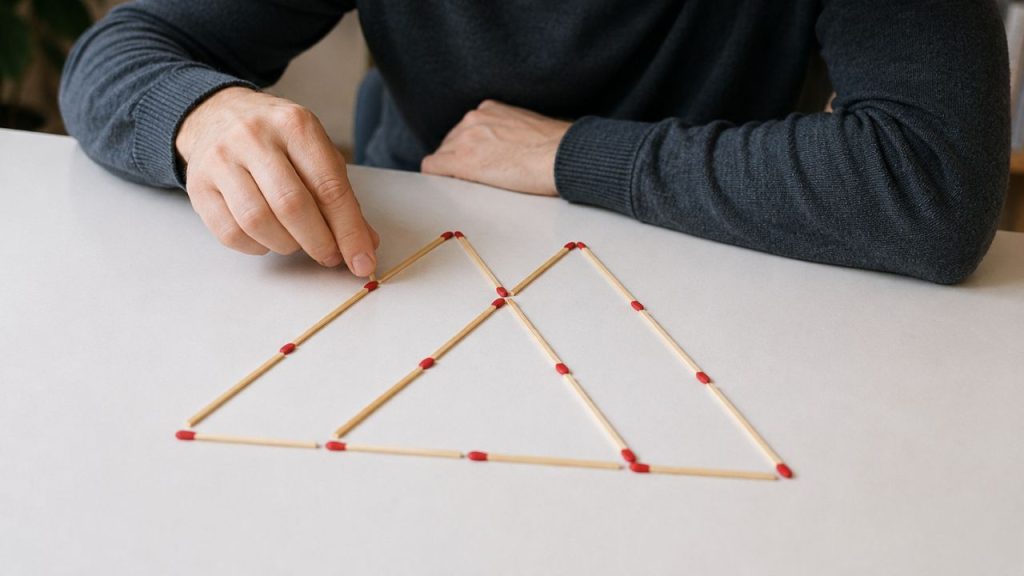Teste de QI: você consegue formar 3 triângulos movendo apenas 2 palitos?