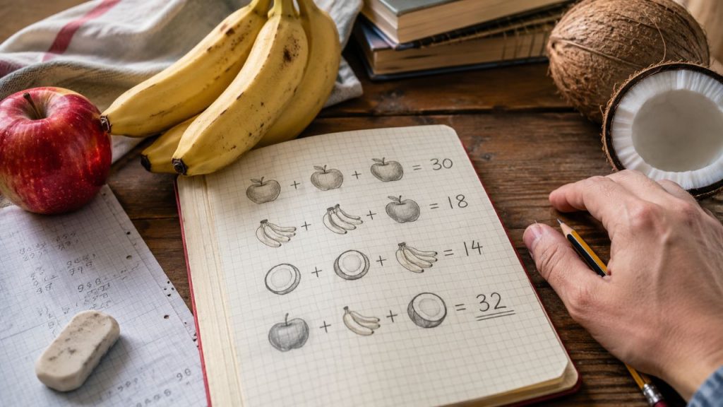 Tente resolver este quebra-cabeça matemático com frutas sem errar os detalhes