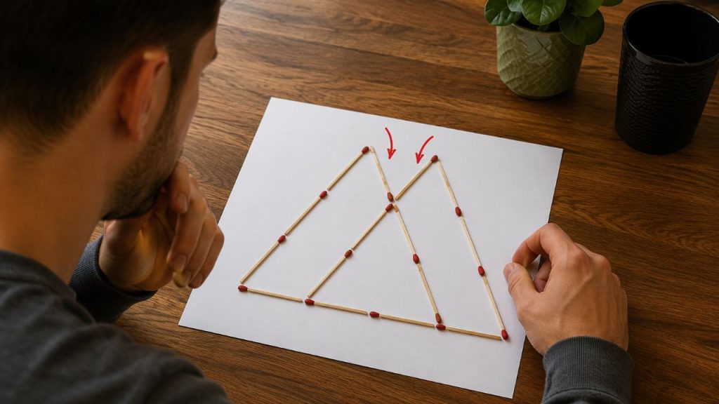 Teste de QI: você consegue formar 3 triângulos movendo apenas 2 palitos?