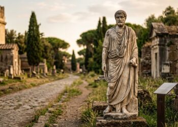 Roubada há mais de 10 anos, estátua romana retorna à Via Ápia e revela segredos da antiga “cidade dos mortos”