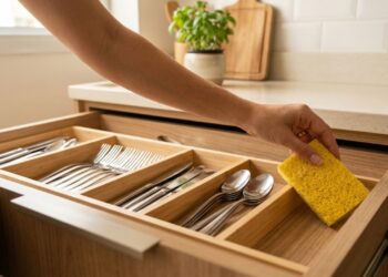 Colocar uma esponja seca na gaveta de talheres: esse truque discreto dentro da gaveta pode fazer toda a diferença para conservar seus talheres
