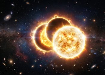 Sistema raro de três estrelas cria eclipses espetaculares e pode terminar em uma explosão cósmica
