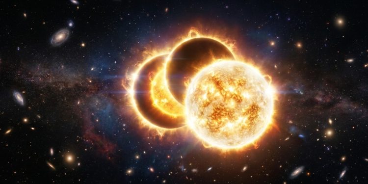 Sistema raro de três estrelas cria eclipses espetaculares e pode terminar em uma explosão cósmica