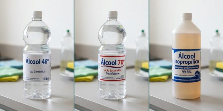Álcool 46°, álcool 70° e álcool isopropílico: qual é a diferença e quando usar cada um?