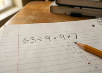 A conta aparentemente fácil que virou um tsunami de respostas erradas: 63 ÷ 9 + 9 × 7