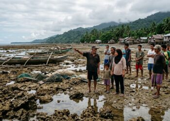O mar recuou 200 metros após terremoto de escala 7,8 e deixou uma paisagem irreconhecível nas Filipinas
