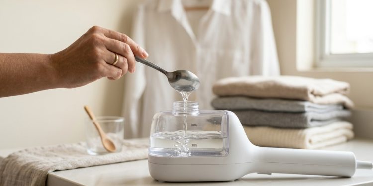 3 colheres de sopa na água do vaporizador e as roupas passadas ficam com cheiro fresco e sem vincos por mais tempo