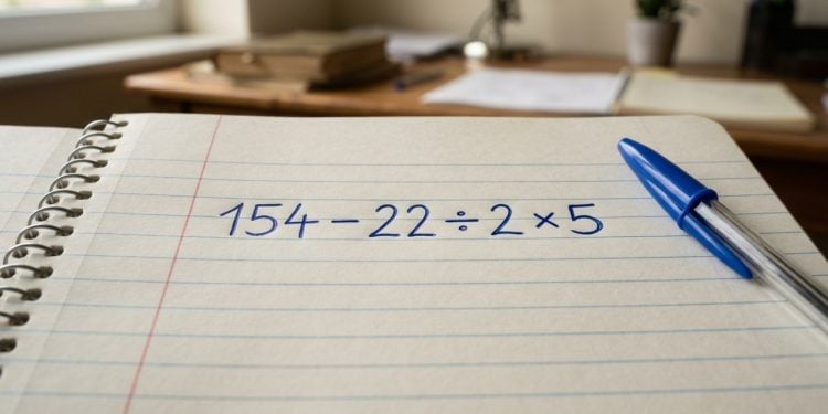 O desafio matemático que separa os atentos dos apressados: 154 – 22 ÷ 2 × 5