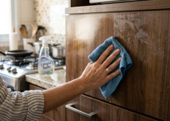 O ingrediente simples que ajuda a remover manchas de gordura dos armários da cozinha sem esforço excessivo