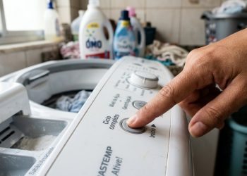 O técnico de máquina de lavar explica por que não é recomendável usar o ciclo completo para roupas levemente sujas