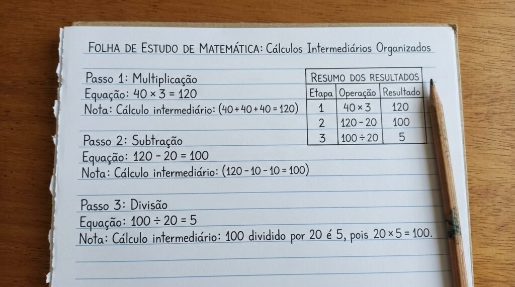 Desafio de matemática: quanto é (40 x 3 - 20) ÷ (10 + 10)?