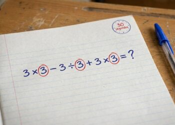 Você consegue resolver o desafio matemático 3 × 3 − 3 ÷ 3 + 3 × 3 em 30 segundos sem errar?