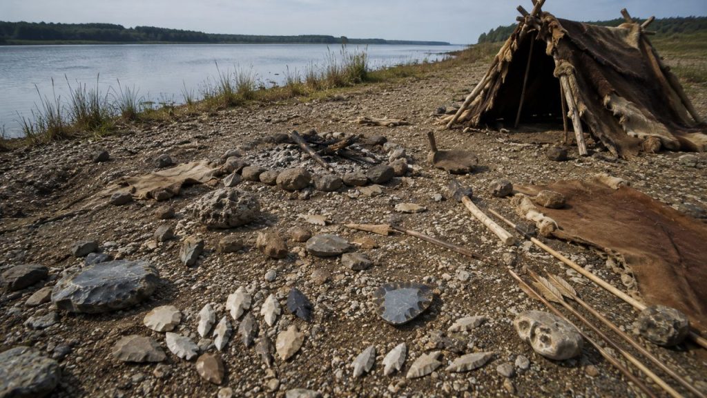 Nível baixo da água revela ponta de lança de 5.000 anos e arqueólogos nem precisaram cavar para encontrá-la