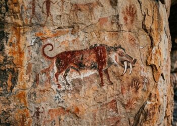 Pintura rupestre de 200 anos intriga cientistas ao retratar criatura que desapareceu há 200 milhões de anos