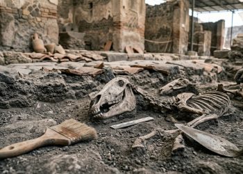 Achado em Pompeia revela cavalos soterrados nas primeiras horas da tragédia de 79 d.C.