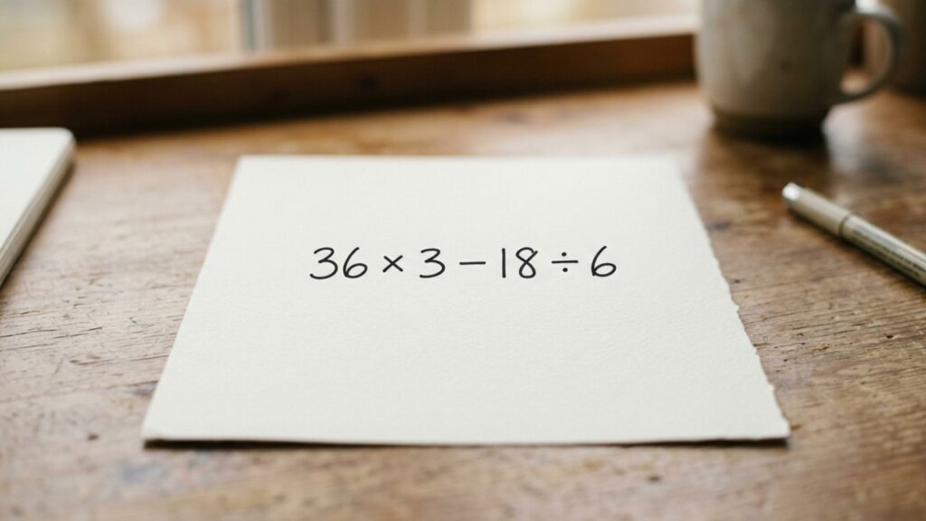 O enigma 36 × 3 − 18 ÷ 6 virou um teste inesperado de inteligência