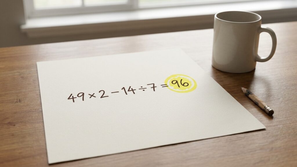 O enigma 49 × 2 − 14 ÷ 7 virou um teste inesperado de inteligência