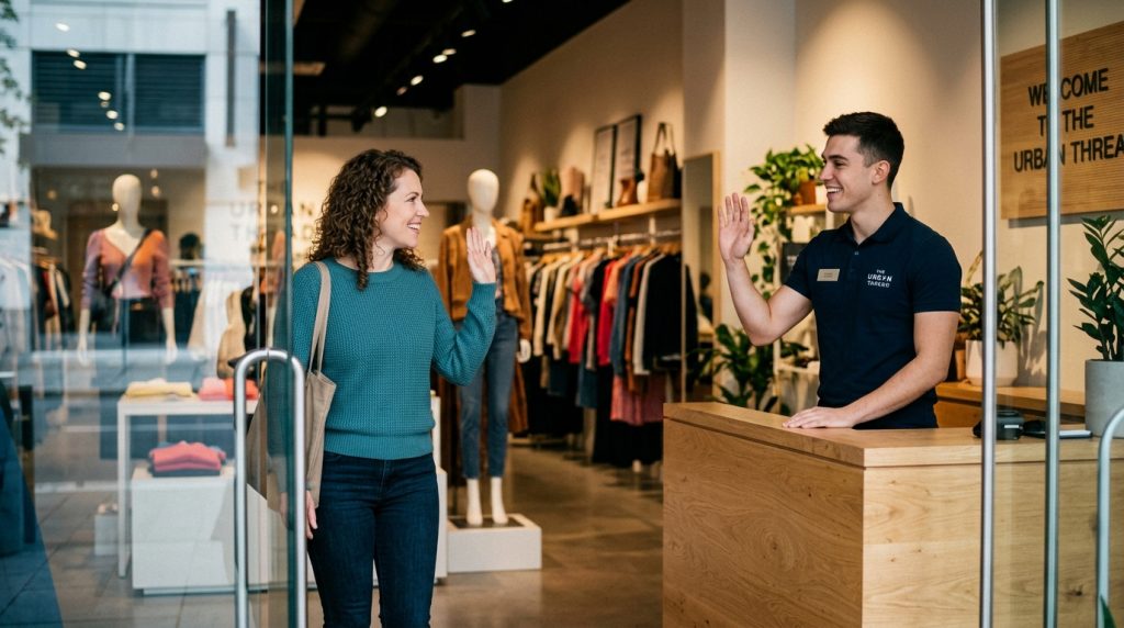 O impacto psicológico do cumprimento em ambientes comerciais.