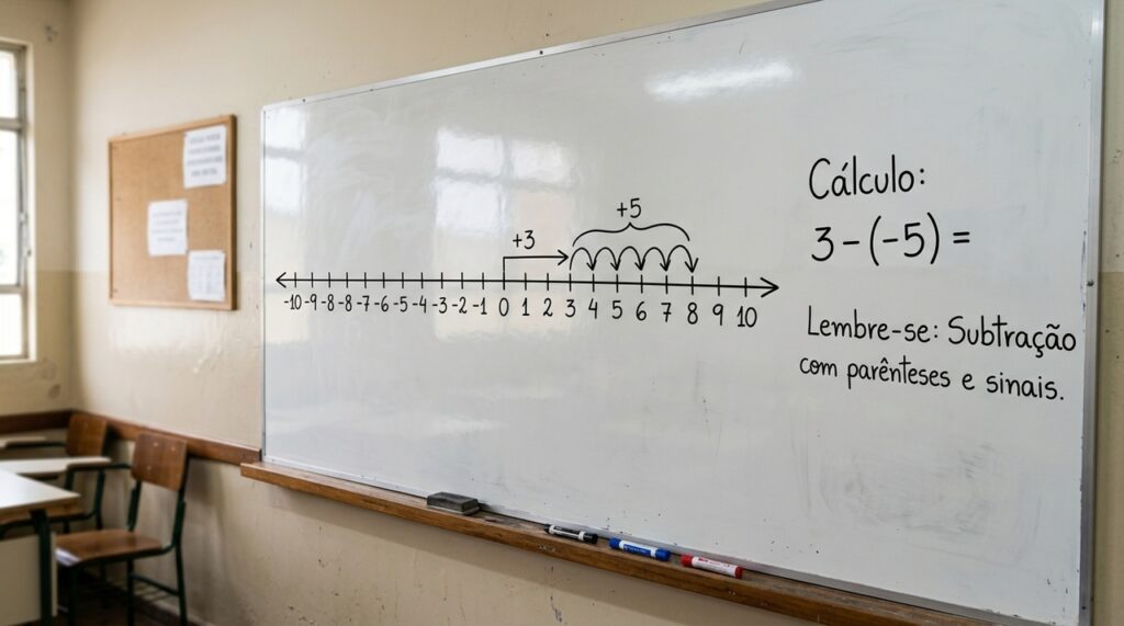 Se eu subtrair -5 do oposto de -3, qual será o resultado?