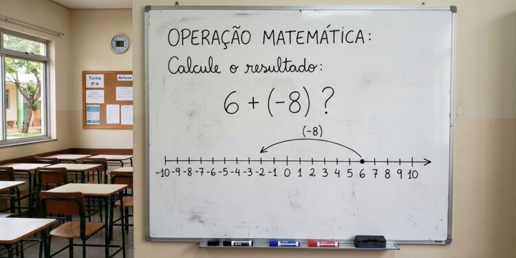 Se eu somar -8 ao oposto de -6, qual será o resultado?