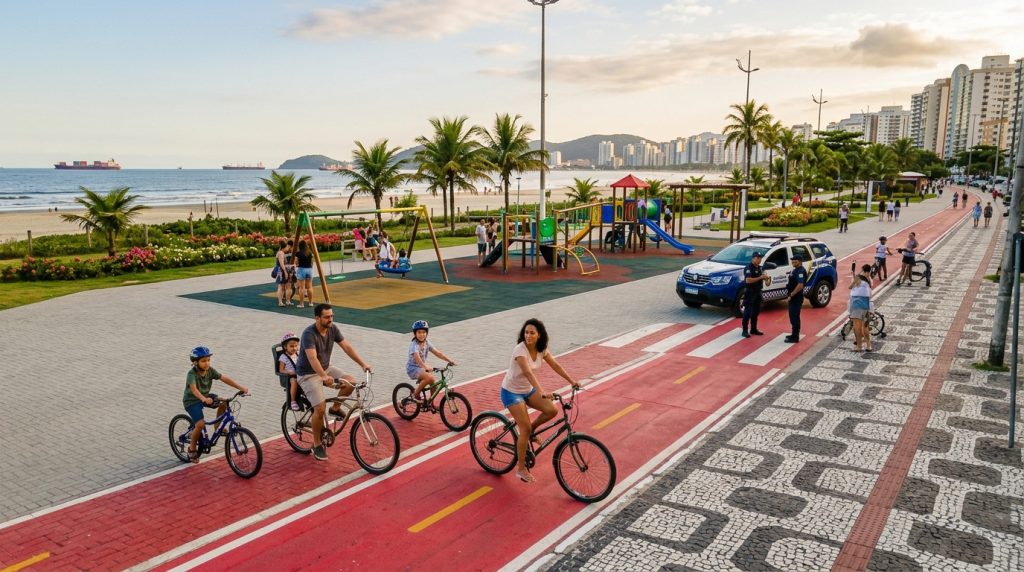 Turismo seguro e infraestrutura familiar em Santos.