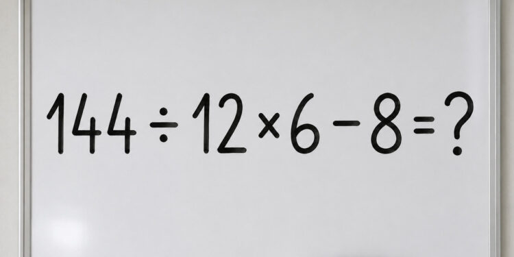 Apenas 2% das pessoas acertam 144 ÷ 12 × 6 − 8 sem cair na armadilha escondida
