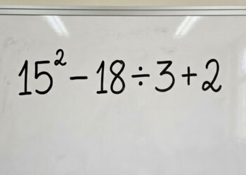 Parece fácil, mas não é: 15² − 18 ÷ 3 + 2 testa sua atenção ao máximo