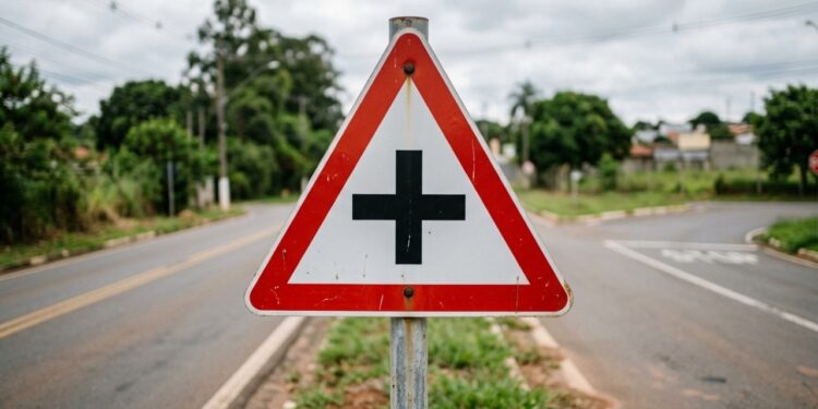 Você reconhece a placa triangular com uma cruz preta? Veja o significado antes de dirigir