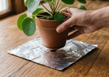 Pouca gente sabe, mas o papel alumínio no vaso de plantas pode resolver um problema comum dentro de casa