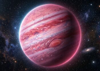 Um planeta rosa a 57 anos-luz deixou astrônomos intrigados com suas nuvens misteriosas que revelam um fenômeno raro