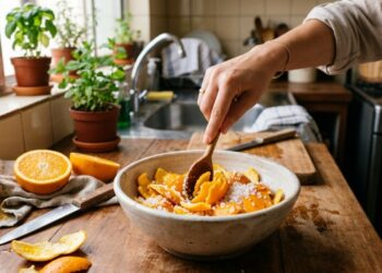 O truque com cascas de laranja e sal grosso que elimina maus odores sem usar aromatizantes químicos e deixa a cozinha cheirosa por horas