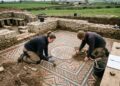 Escavações revelam uma luxuosa vila romana com mosaico raro e complexo sistema de termas na Inglaterra