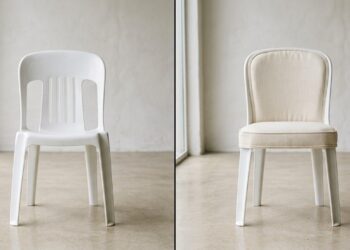 Ela pegou uma cadeira de plástico velha que ia direto pro lixo e a transformou em um item de luxo com esse truque