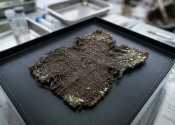 Após permanecer preservado por milhares de anos, um tecido antigo encontrado na Itália começa a revelar detalhes da produção artesanal da Antiguidade