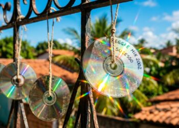 O que significa pendurar CDs na varanda de casa?
