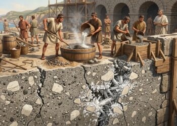Como o concreto romano fecha pequenas rachaduras