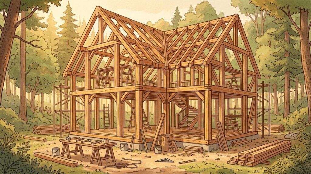 Mostrar como a construção de uma casa de madeira em 30 dias